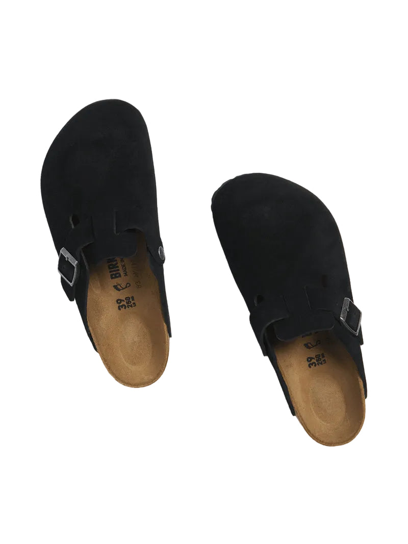 BIRKENSTOCK BOSTON SUEDE BLACK CLOG - bamn.