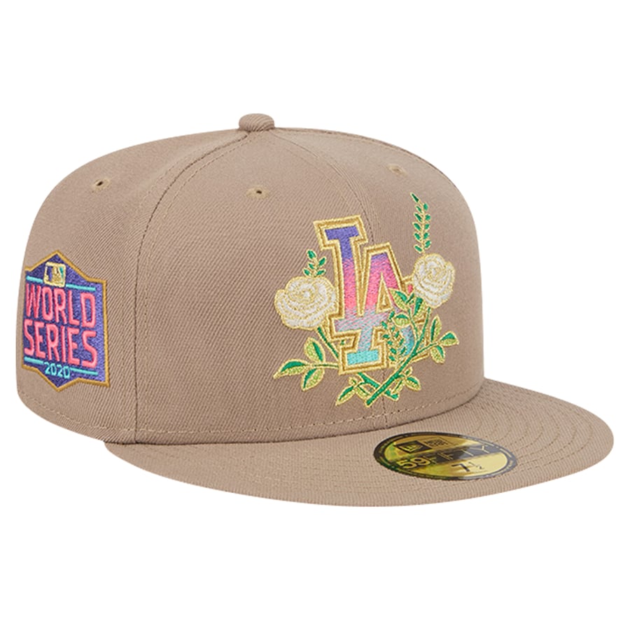 Men's Los Angeles Dodgers New Era Khaki Rose Garden 59FIFTY Fitted Hat - bamn.