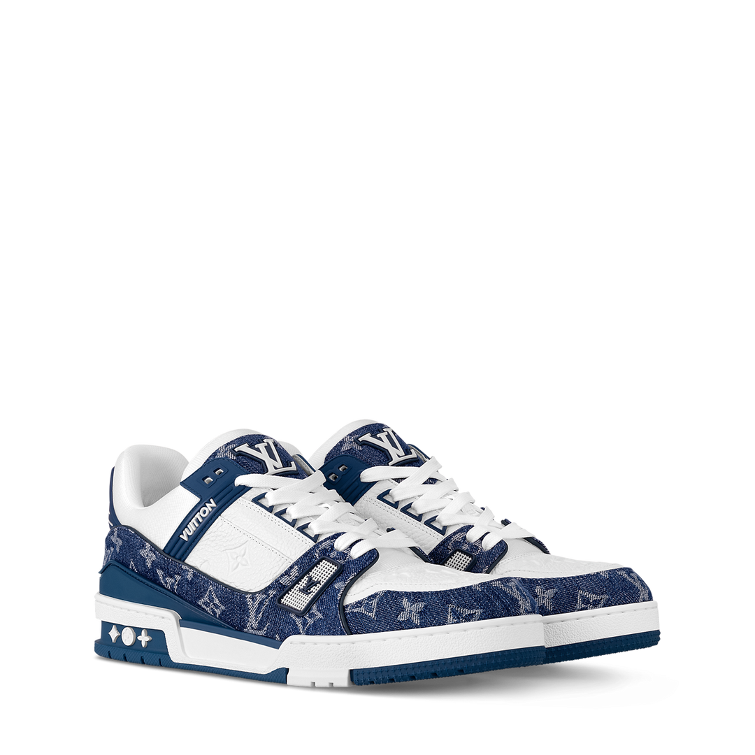 LOUIS VUITTON LV TRAINER WHITE BLUE FULLY BOXED