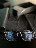 Chrome heart glasses - black & silver badges - bamn.