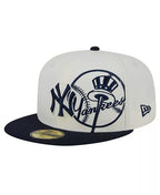 New Era Men's Cream/Navy New York Yankees Lonestar 59FIFTY Fitted Hat - bamn.
