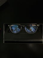 Chrome heart glasses - black & silver badges - bamn.