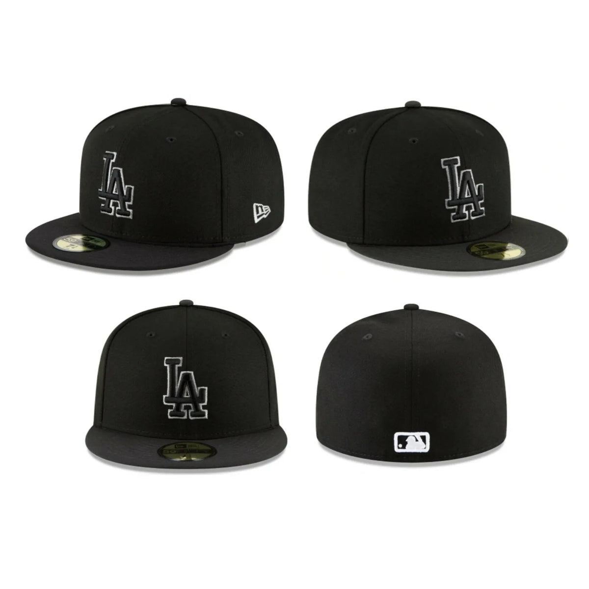 New Era Los Angeles LA Dodgers Basic Black Outline 59FIFTY Fitted Hat MLB Cap - bamn.