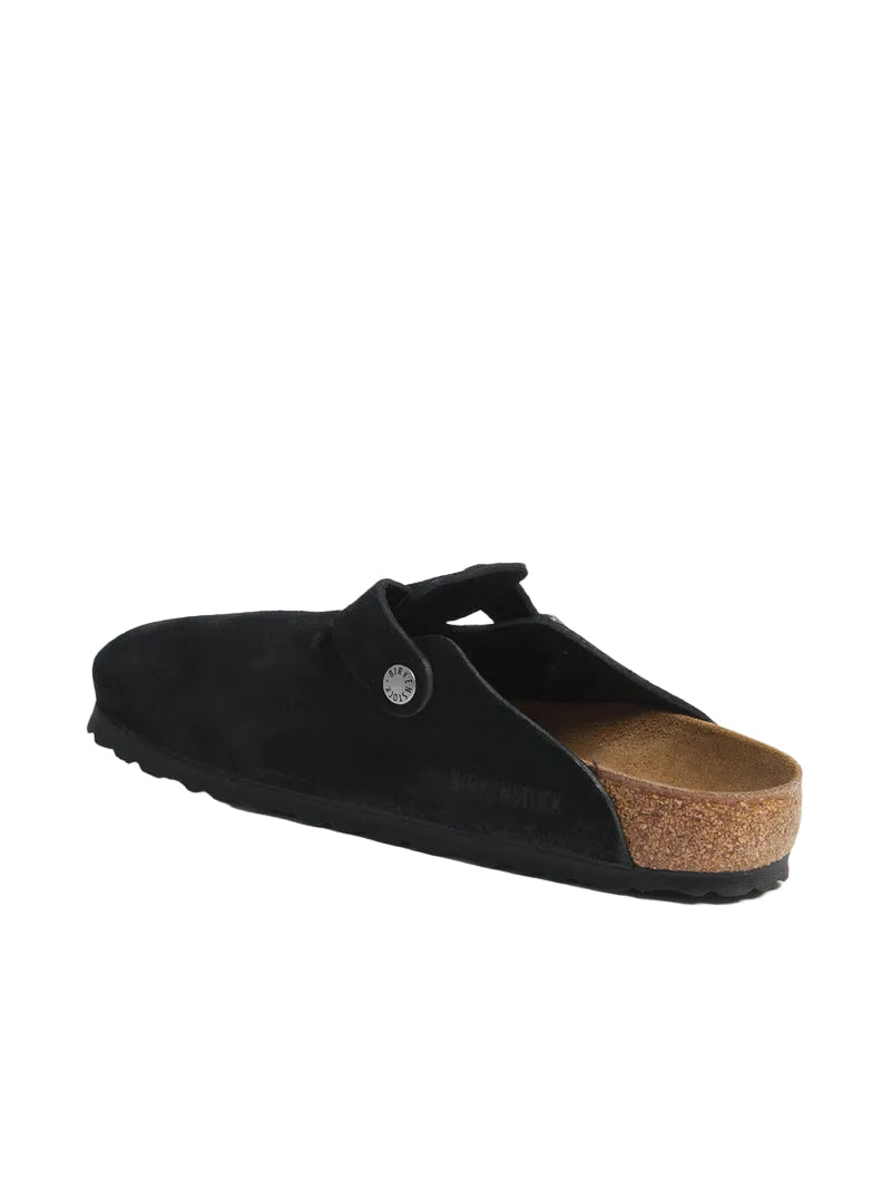 BIRKENSTOCK BOSTON SUEDE BLACK CLOG - bamn.