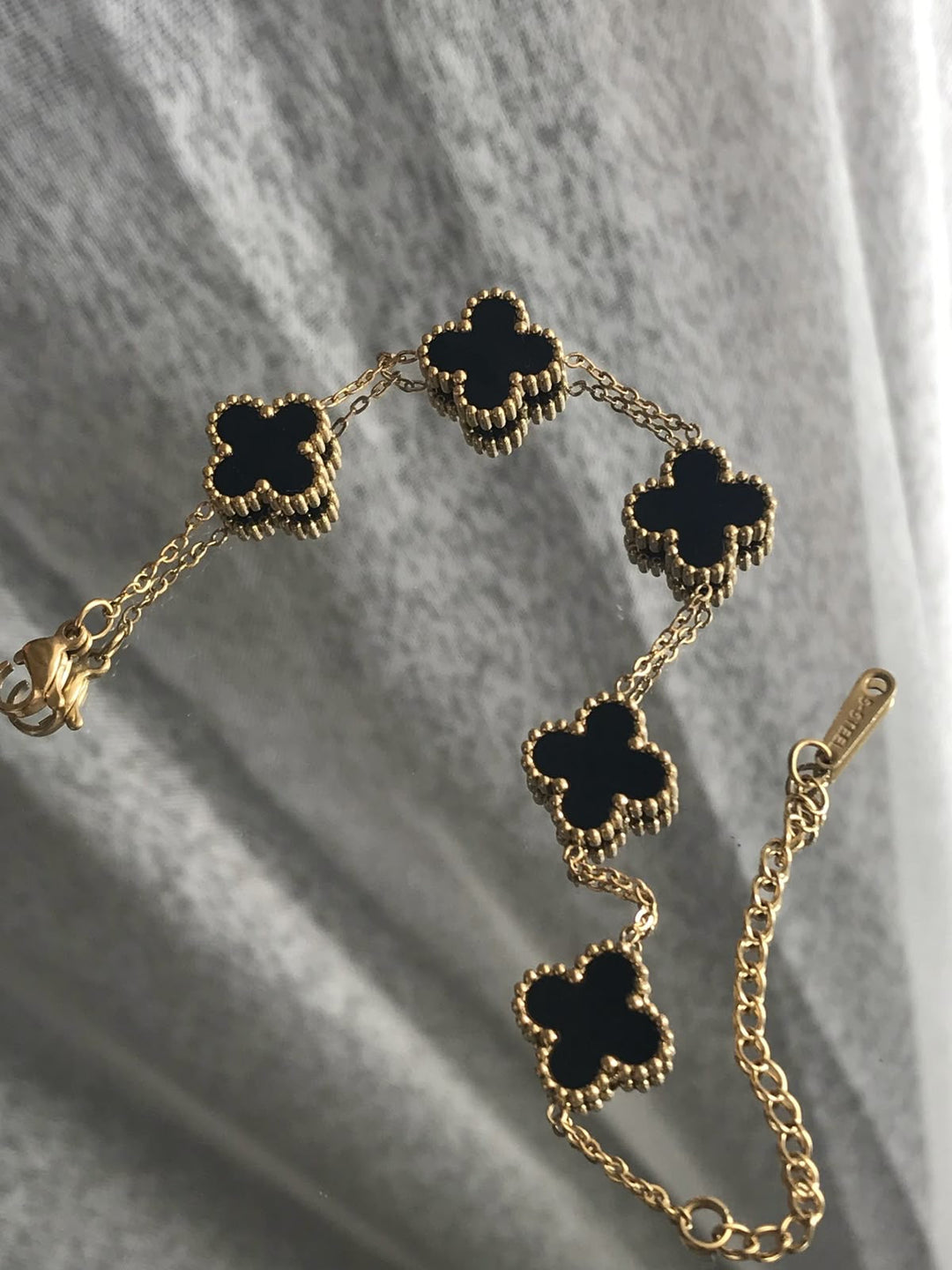 Midnight Clover Stainless Steel Bracelet – A Statement of Elegance