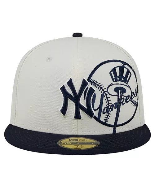 New Era Men's Cream/Navy New York Yankees Lonestar 59FIFTY Fitted Hat - bamn.