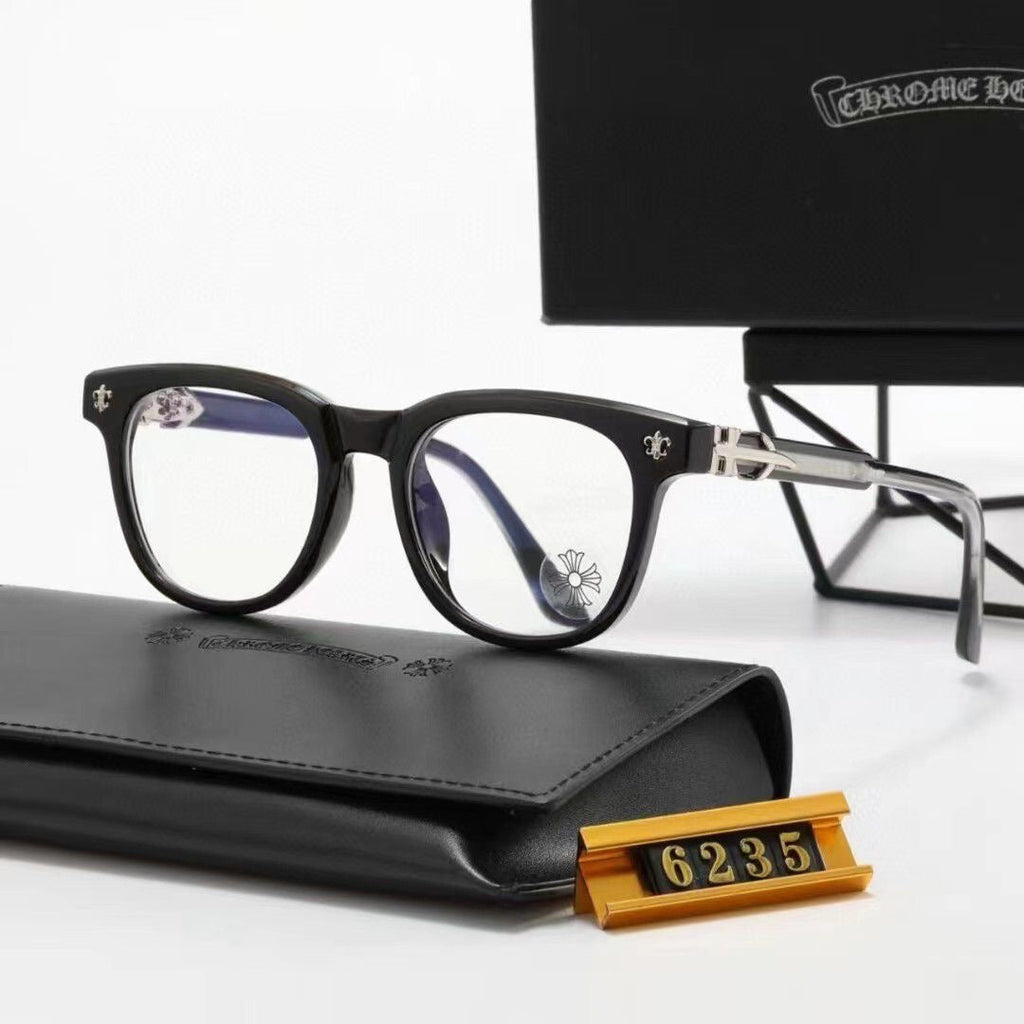 Chrome heart glasses - black & silver badges - bamn.