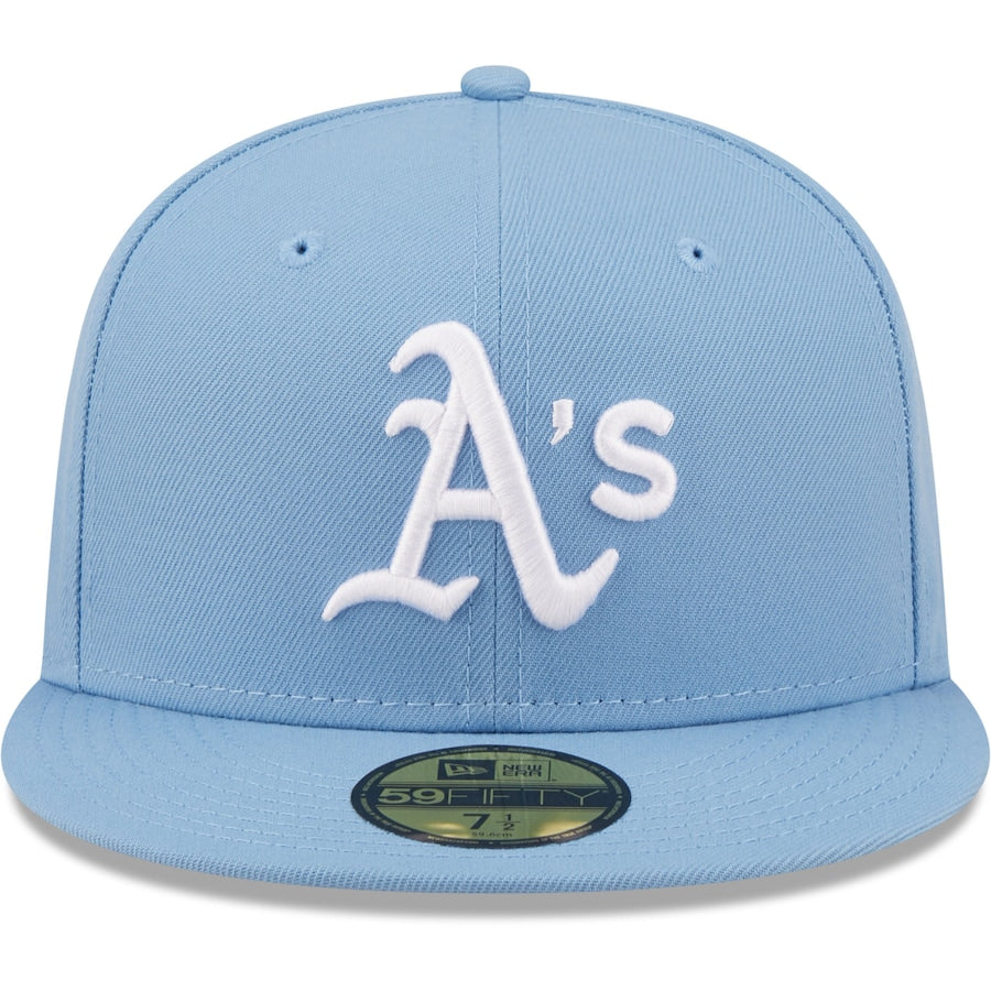 Mens New Era Sky Blue Oakland Athletics Logo White 59FIFTY Fitted Hat - bamn.