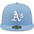 Mens New Era Sky Blue Oakland Athletics Logo White 59FIFTY Fitted Hat - bamn.