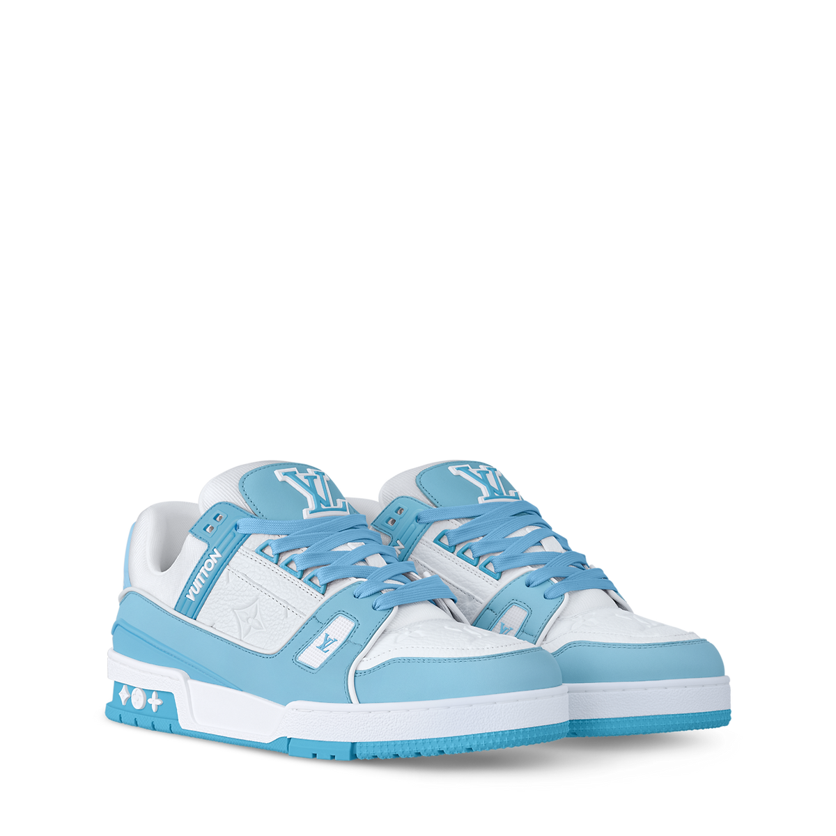 LOUIS VUITTON LV TRAINER WHITE BLUE FULLY BOXED - bamn.