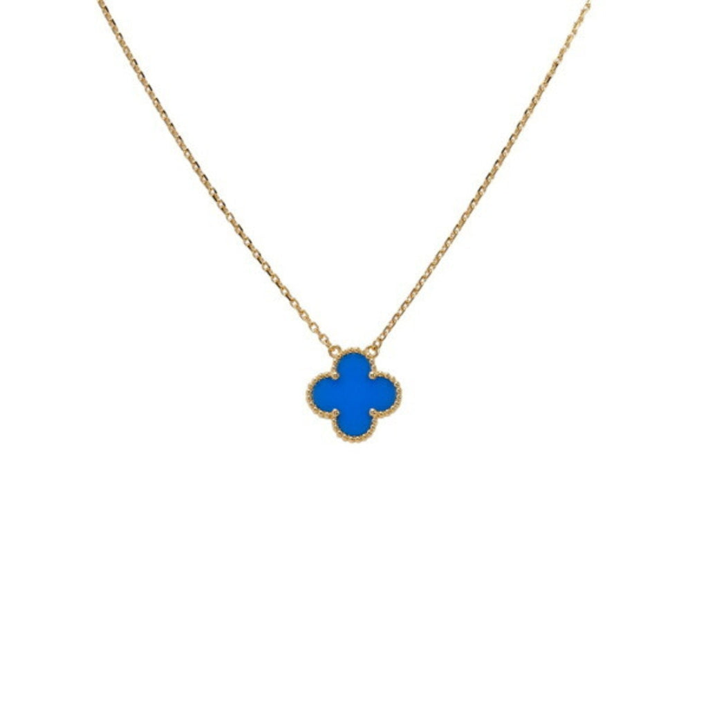 Sky Blue Clover Stainless Steel Necklace – A Statement of Elegance - bamn.