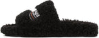 BALENCIAGA BLACK FURRY SLIDE SANDALS - bamn.