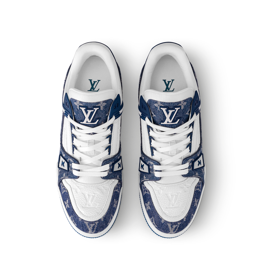 LOUIS VUITTON LV TRAINER WHITE BLUE FULLY BOXED