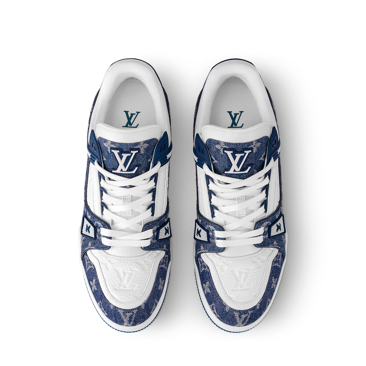 LOUIS VUITTON LV TRAINER WHITE BLUE FULLY BOXED - bamn.