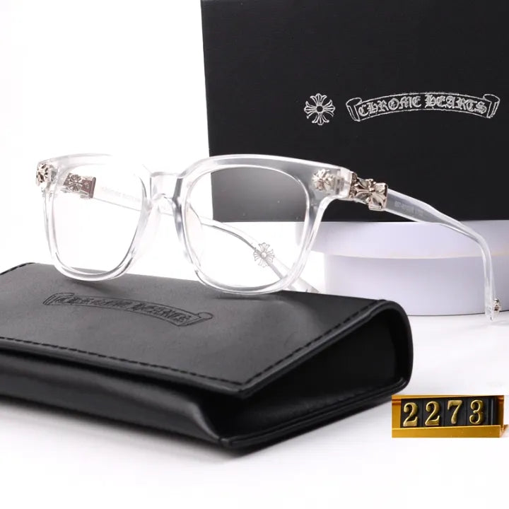 Chrome heart glasses - clear & silver badges - bamn.