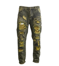 Men's Distressed Dirty Green Ripped Jeans - bamn.