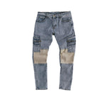 Men's Slim fit Utility Patchwork Cargo Denim Jeans - bamn.