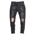 Purple Designer Black Distressed Denim Jeans - bamn.