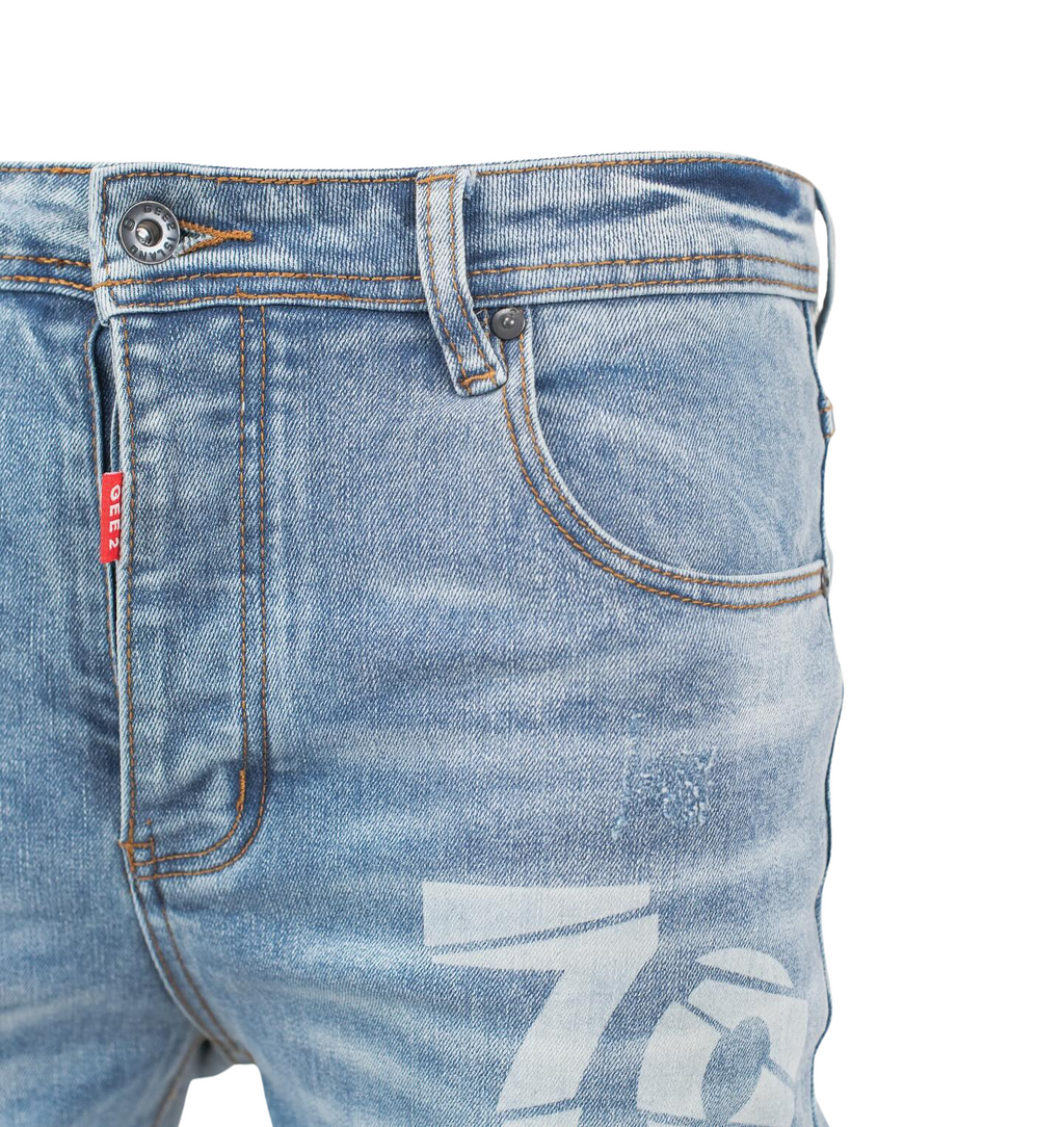 Distressed “79” Slim Fit Denim Jeans - bamn.