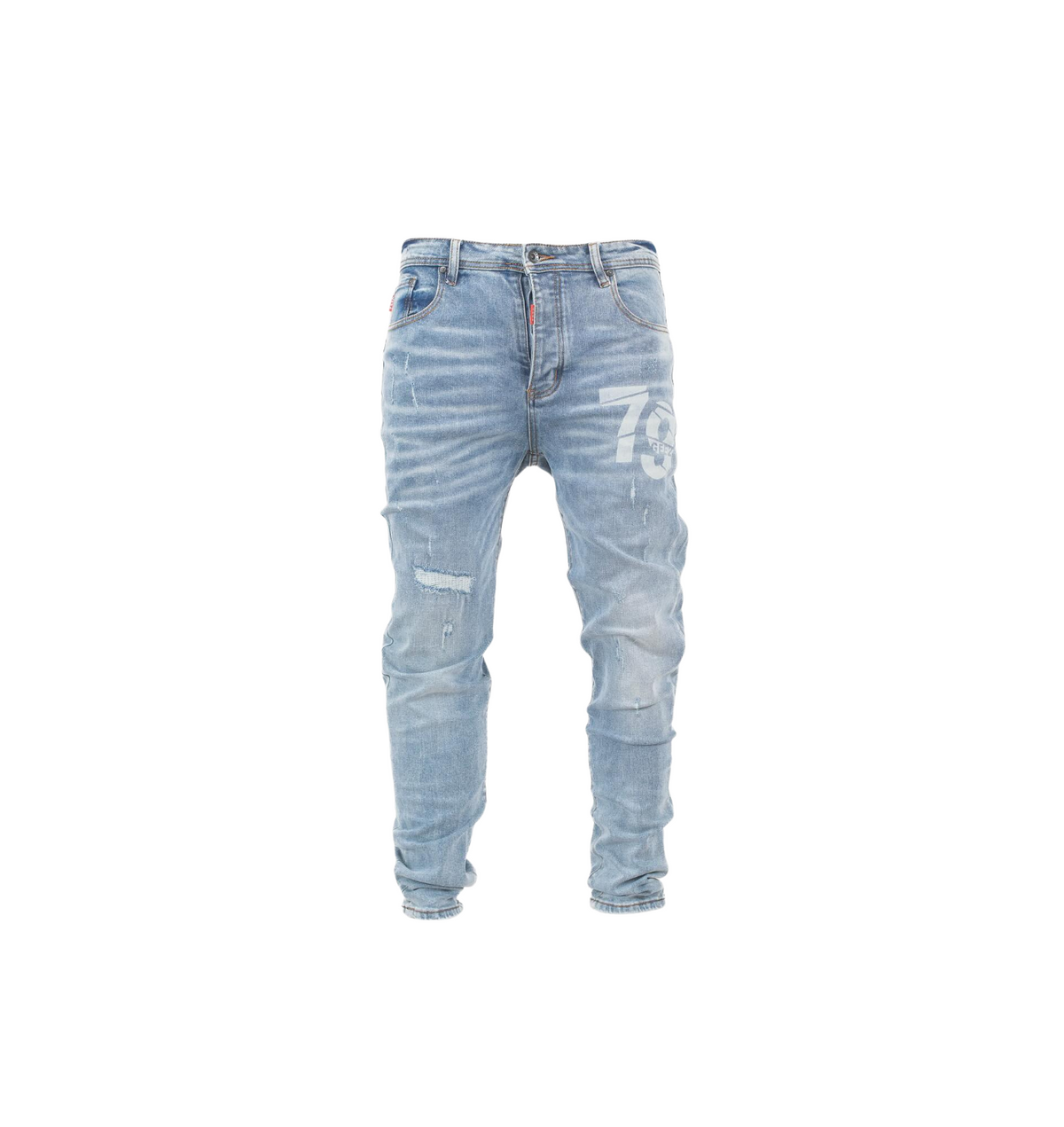 Distressed “79” Slim Fit Denim Jeans - bamn.