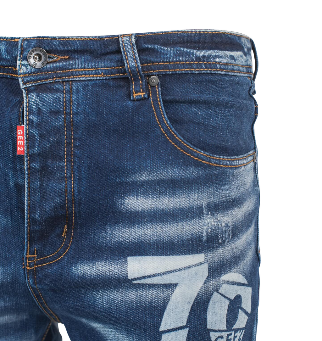 Distressed “79” Slim Fit Denim Jeans - bamn.