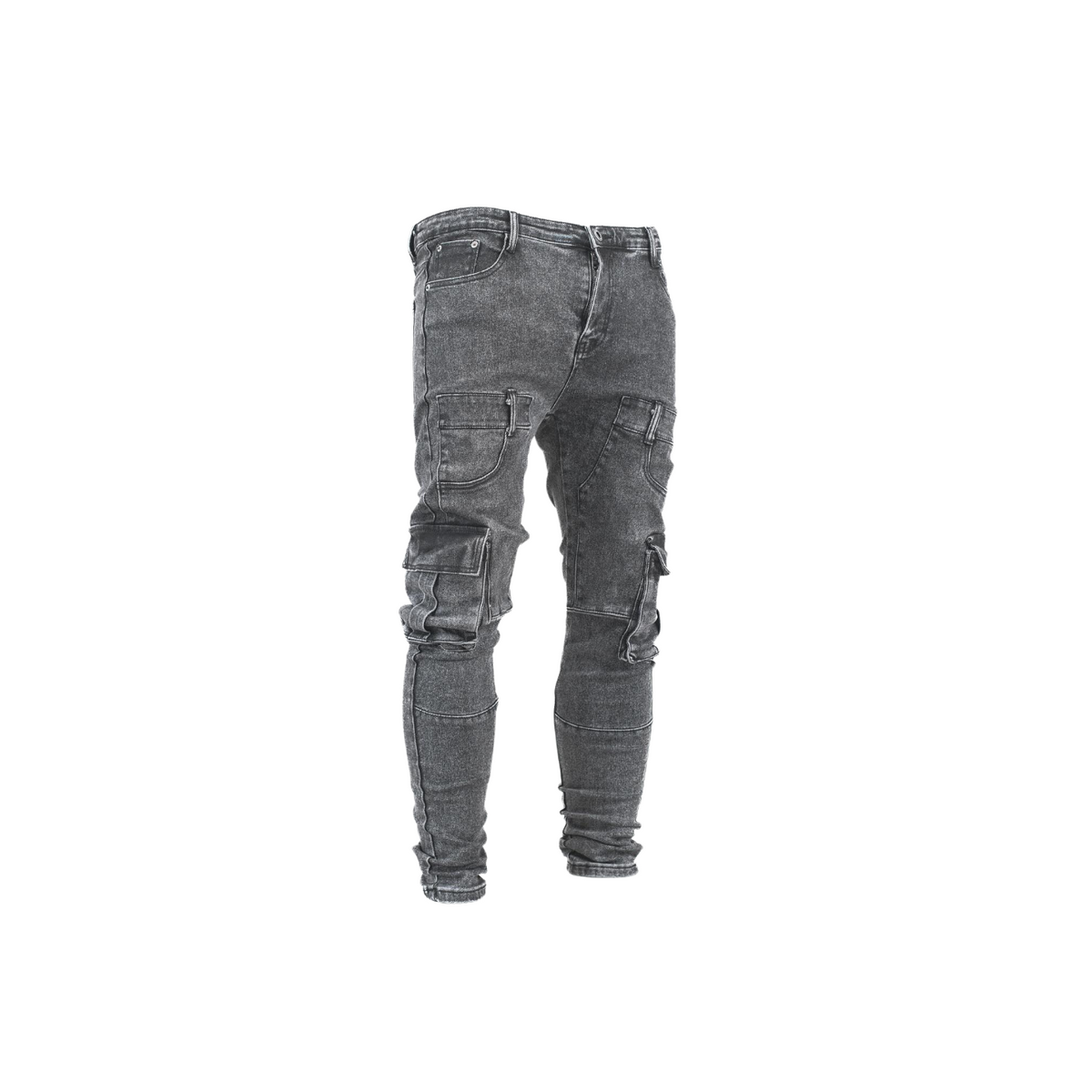 Grey Cargo Denim Jeans - bamn.