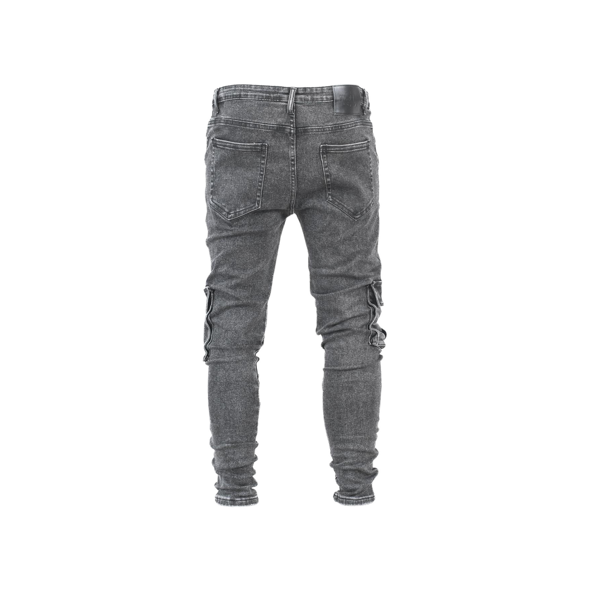 Grey Cargo Denim Jeans - bamn.