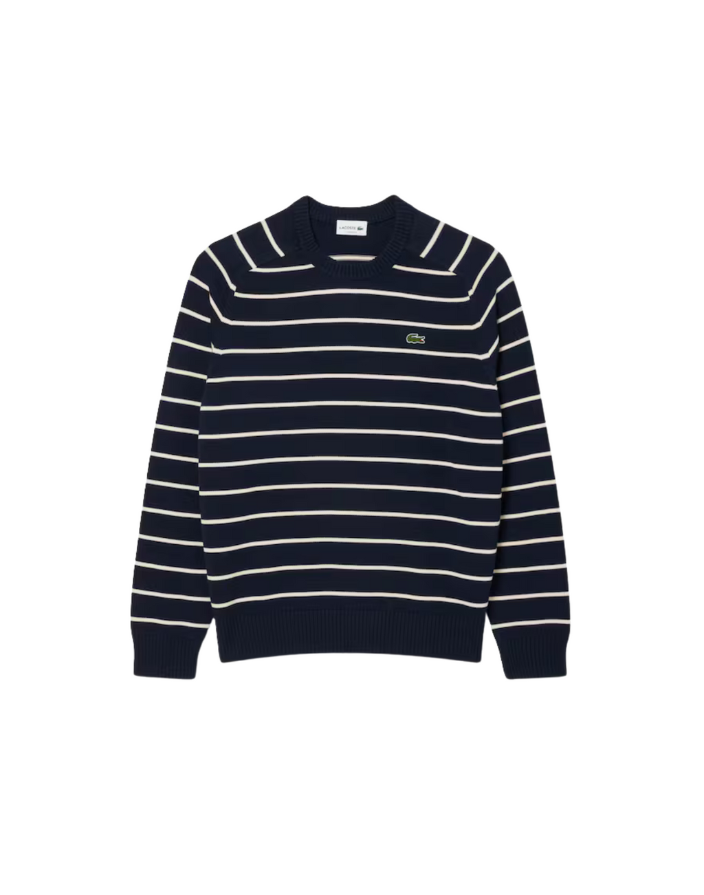 Lacoste Cotton Crew Neck Striped Sweater - bamn.