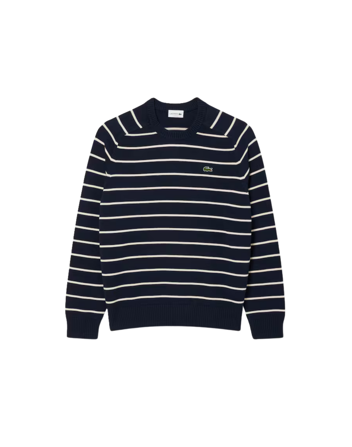 Lacoste Cotton Crew Neck Striped Sweater - bamn.