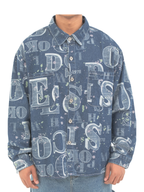 Men's Printed Denim Button-Up Shirt - bamn.