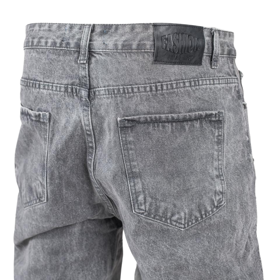 Men’s Grey Utility Distressed Baggy Jeans - bamn.