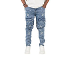 Men's Ripped Distressed Cargo Jeans - bamn.