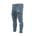 Men's Ripped Distressed Cargo Jeans - bamn.