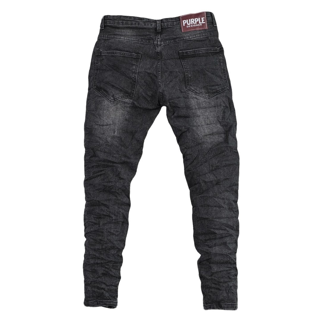 Purple Designer Black Distressed Denim Jeans - bamn.
