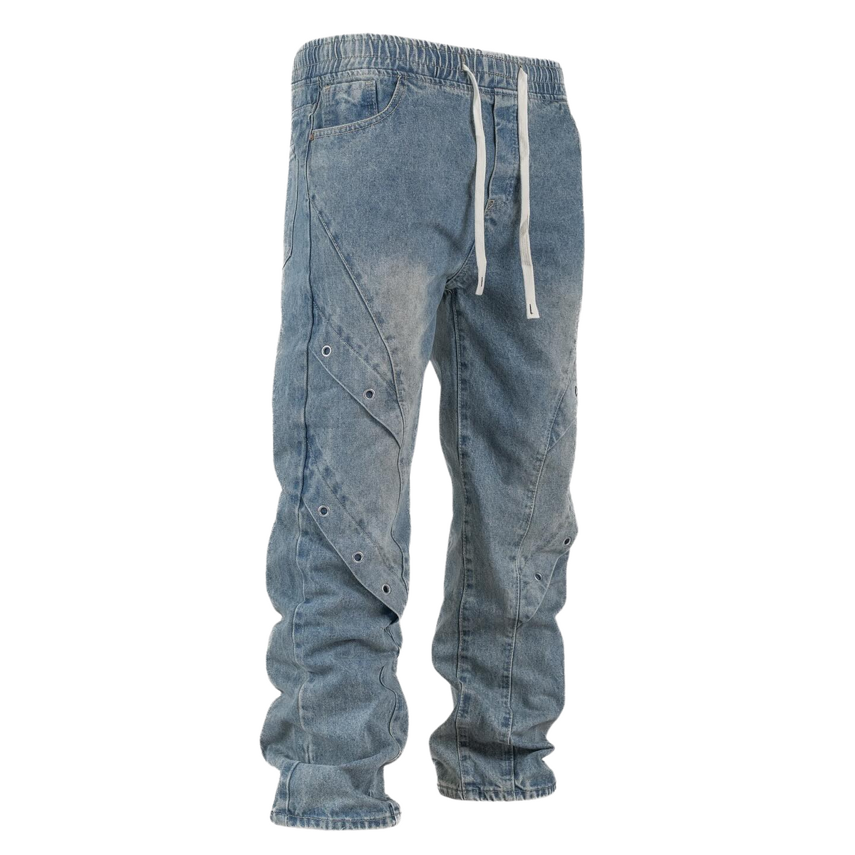 Men’s Grit Panelled Bagged Denim Pants - bamn.