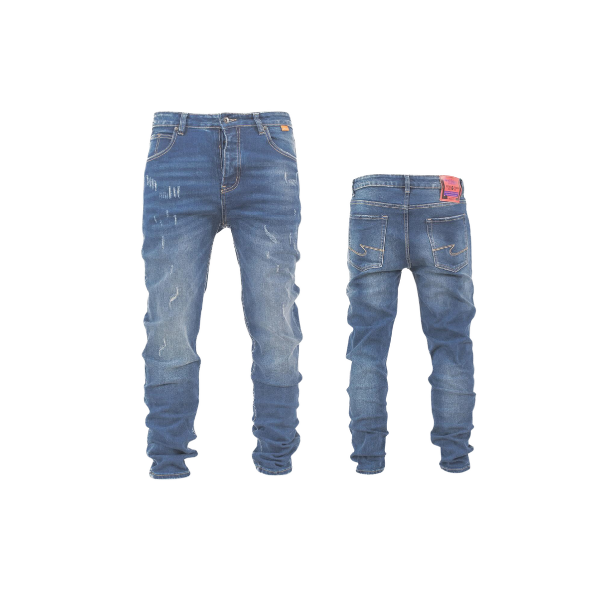 Men's Distressed Slim-Fit Denim Jeans - bamn.
