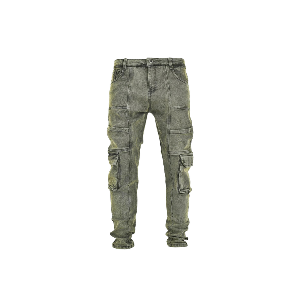 Men's Stone Fade Tactical Cargo Denim Jeans - bamn.