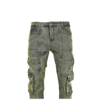 Men's Stone Fade Tactical Cargo Denim Jeans - bamn.