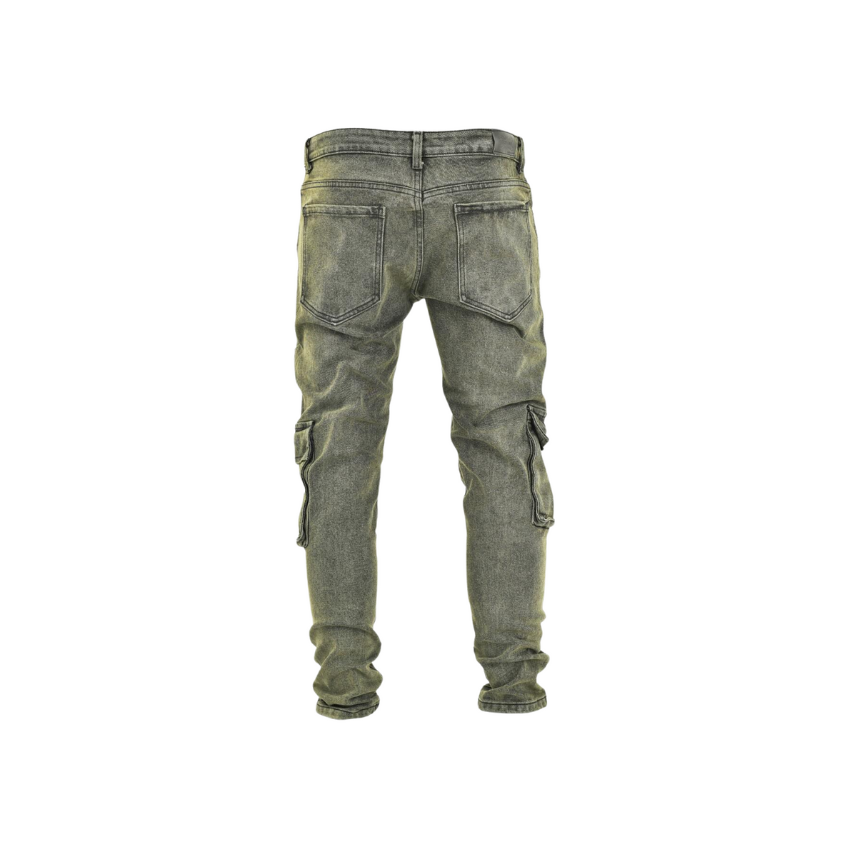 Men's Stone Fade Tactical Cargo Denim Jeans - bamn.