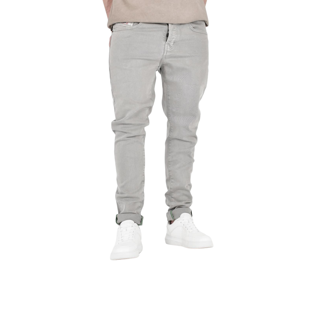 Men's Grey Slim Stretch Denim Jeans - bamn.