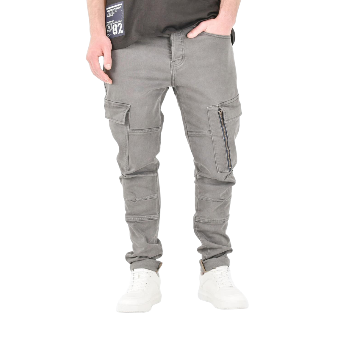 Men's Smokey Grey Cargo Jeans - bamn.