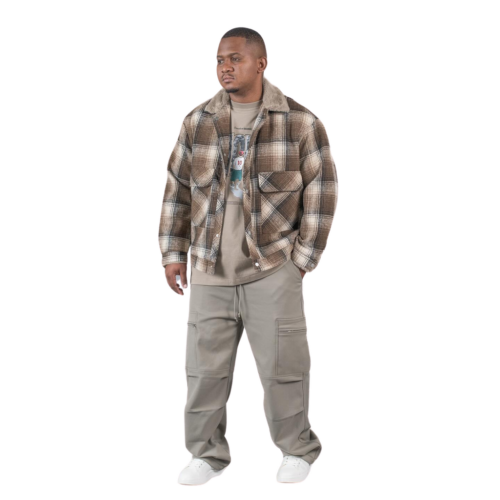 Men's Brown Loose Fit Cargo pants - bamn.
