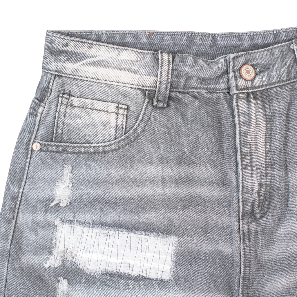 Concrete Ripped Denim Shorts - bamn.