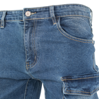 Light Blue Stacked Cargo Denim Jeans - bamn.