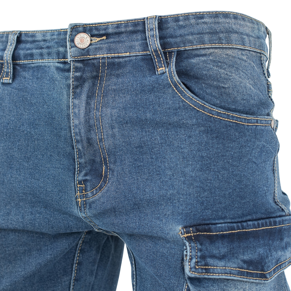 Light Blue Stacked Cargo Denim Jeans - bamn.