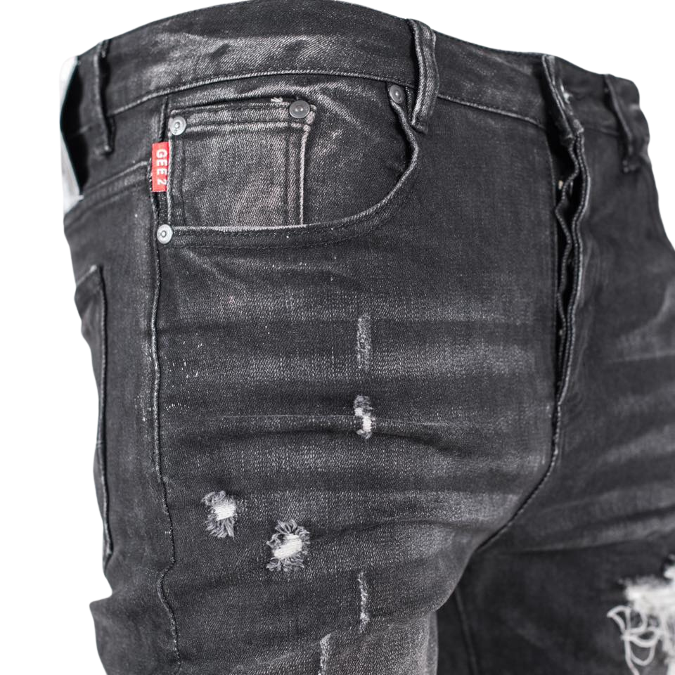 Black Men's Distressed Skinny Jeans - bamn.