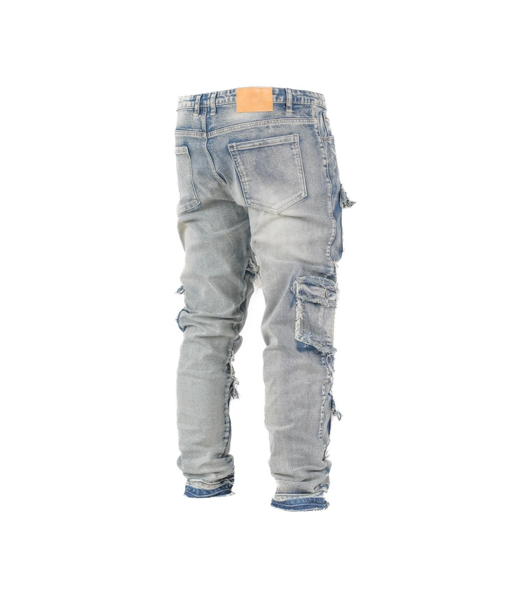 Men's Multi- Pocket Denim Jeans - bamn.