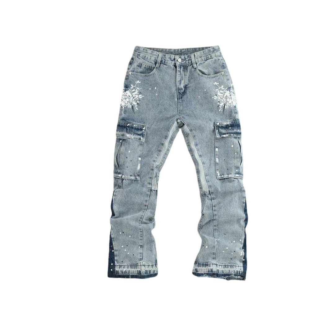 Men's Splatter Slim Flare Cargo Jeans - bamn.