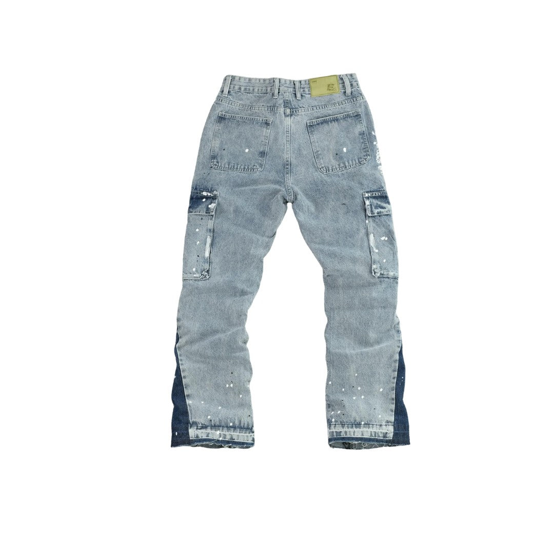 Men's Splatter Slim Flare Cargo Jeans - bamn.
