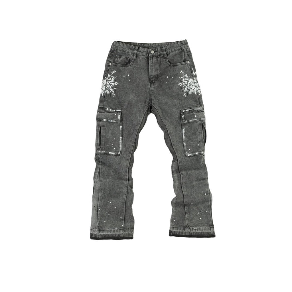 Men's Splatter Slim Flare Cargo Jeans - bamn.